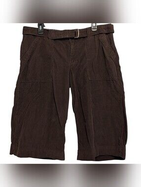 Old Navy Womens Size 14 Longline Shorts Capris Corduroy Chocolate Brown Y2K